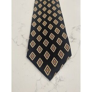 Jos. A.‎ Bank 100% Silk Tie Black Gold Medallion Quiet Luxury Old Money Preppy